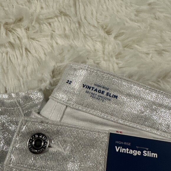 Old Navy womens NWT OG Loose Fit Jeans icicle shimmer 22 stretch - Picture 4 of 14